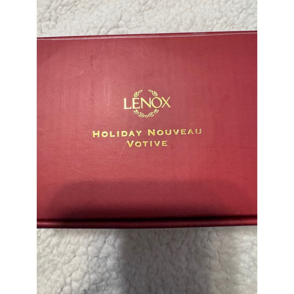 Lenox Holiday Nouveau Votive Silver Plated Pierced Holly Bow Candle Holder NWOT - Picture 4 of 7